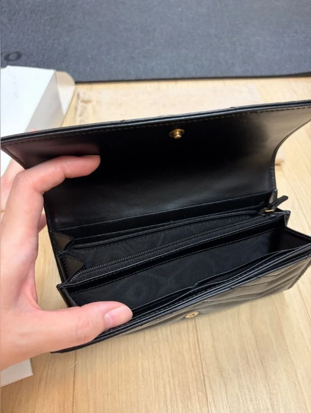 Gucci Black Chevron Quilted Leather Continental Wallet with Gold GG Logo